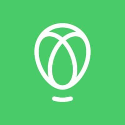 Close-up of the Uphold logo in green