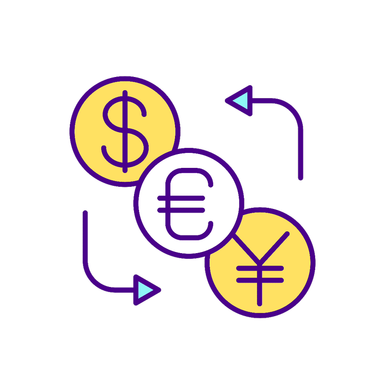 Dollar - Euro - Yuan symbols
