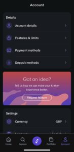 Kraken Mobile App Account Screen Kraken review