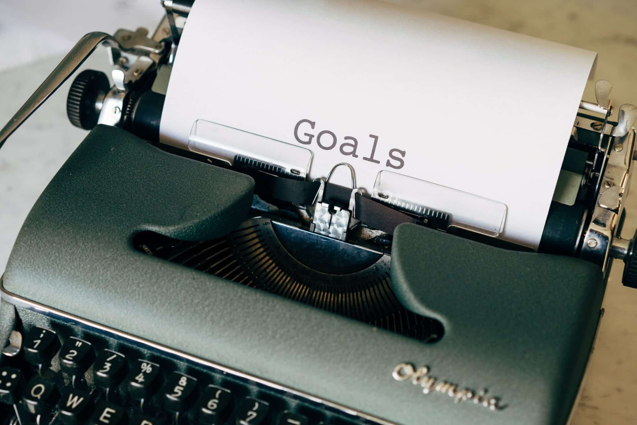 Typewriter with Goals as the title of the page
