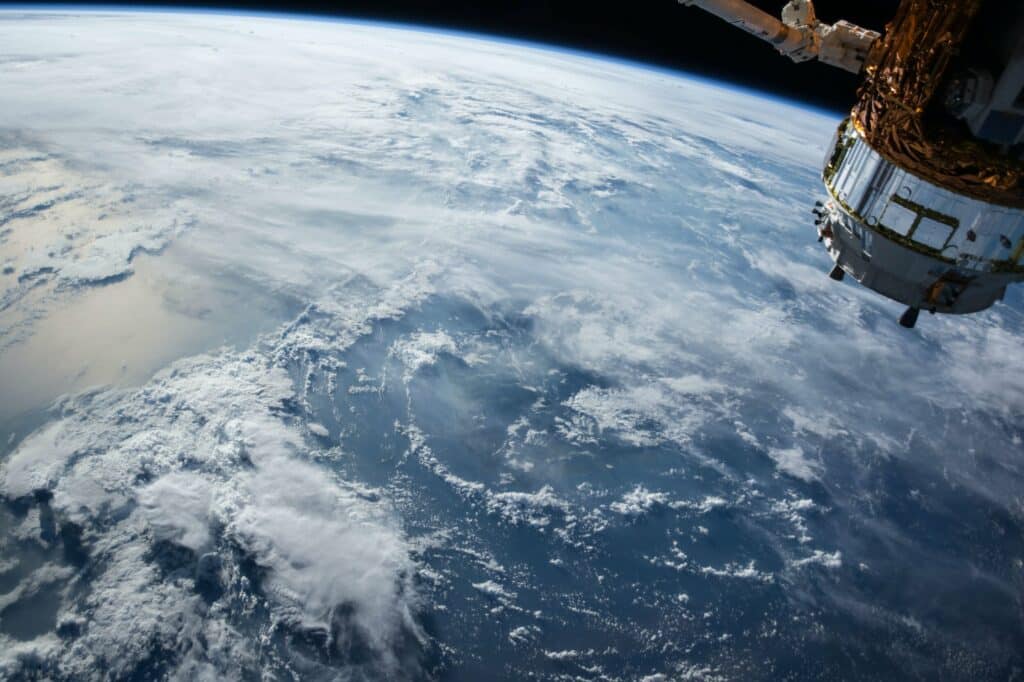 Satellite looking down on earth