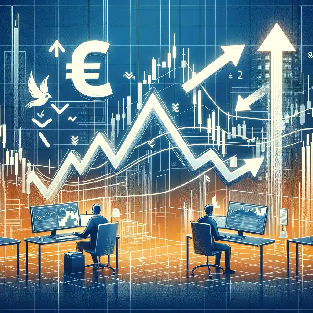 reflecting the concept of "how to short a currency." It showcases a character in a modern trading office environment analyzing downward trends on computer screens, with symbolic elements illustrating the strategy behind short selling