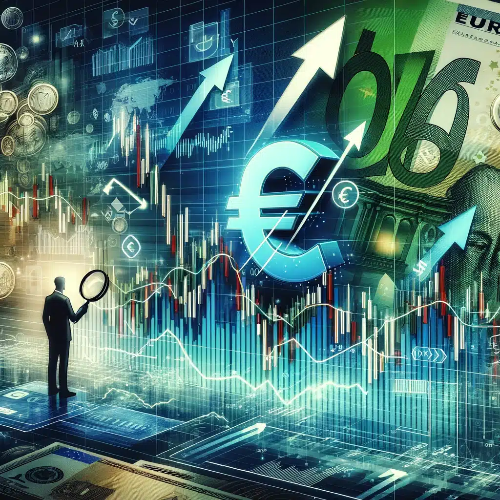 reflecting the concept of 'how to short the Euro'. It visually represents the idea through a stylized financial chart with the Euro symbol trending downwards, symbolizing short selling in a dynamic financial market environment