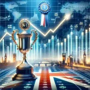 reflecting the concept of the "best spread betting broker in the UK." It combines elements of financial success, excellence, and UK identity, aiming to capture the essence of a leading, trustworthy broker in a visually compelling manner.