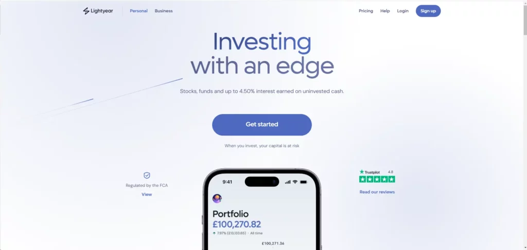 Lightyear desktop screenshot get started for lightyear investing review