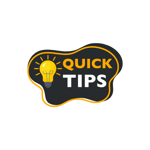 Speech bubble with Quick Tips and a light bulb