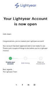 Account Opening Email Screenshot