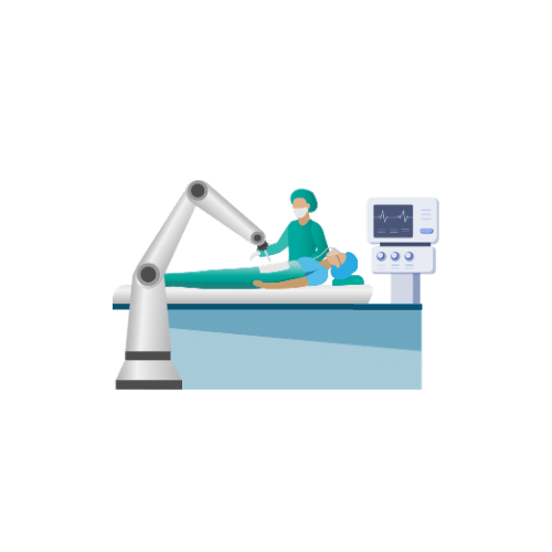 Robotic arm using AI to do surgery on patient