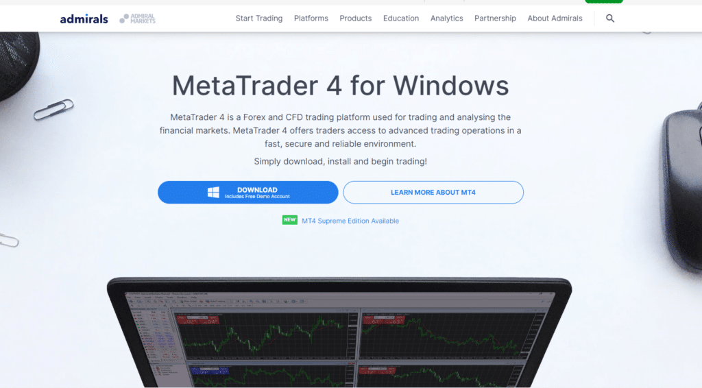 AvaTrade MT4 platform image with advanced features for optimal online trading.