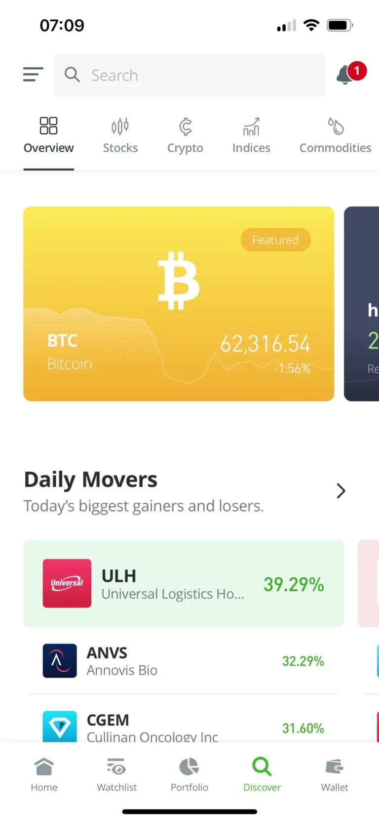 Etoro mobile screengrab demonstrating the crypto interface
