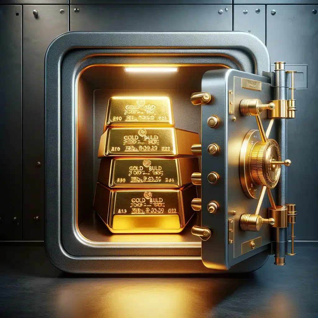 Large safe filled with gold bullion