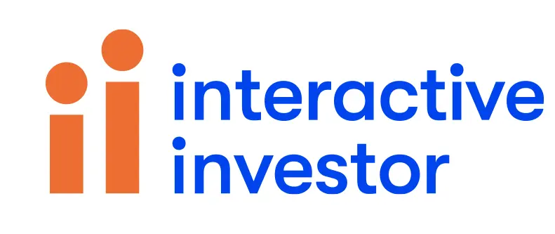 Logo of Interactive Investor featuring stylised orange figures and bold blue text