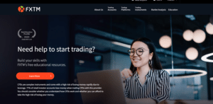 FXTM copy trading platform with educational resources and trading tools.