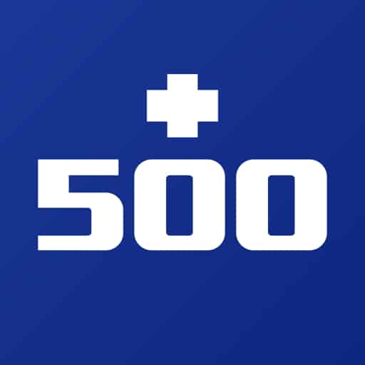 Plus 500 Logo With Blue Background