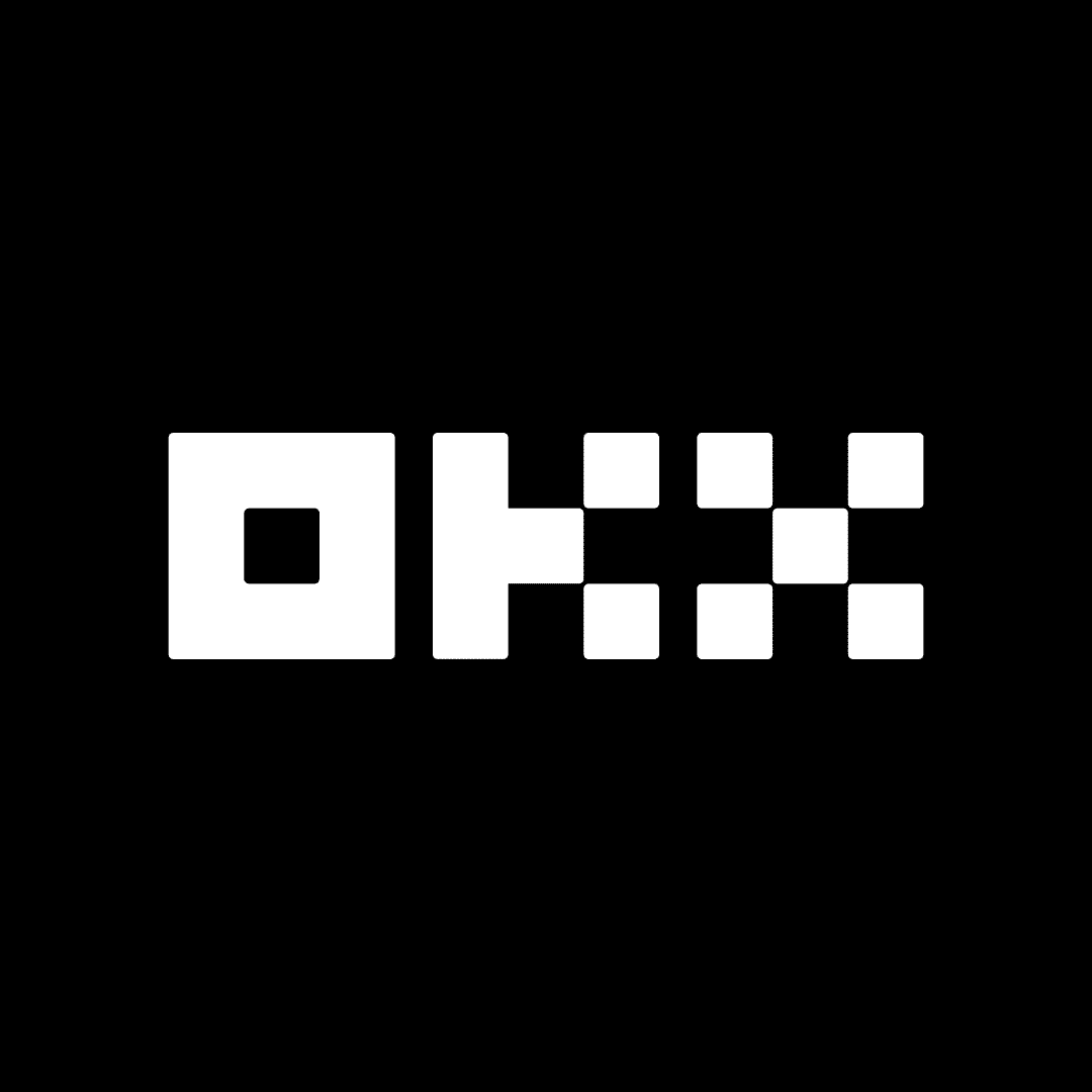 OKX logo in white against a black background