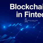 Blockchain in FinTech featured image showing glowing digital bar and line charts, symbolising blockchain integration in financial technology, with The Investors Centre branding