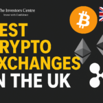 Graphic banner displaying 'Best Crypto Exchanges in the UK' with crypto icons and UK flag, representing trusted platforms for British traders.