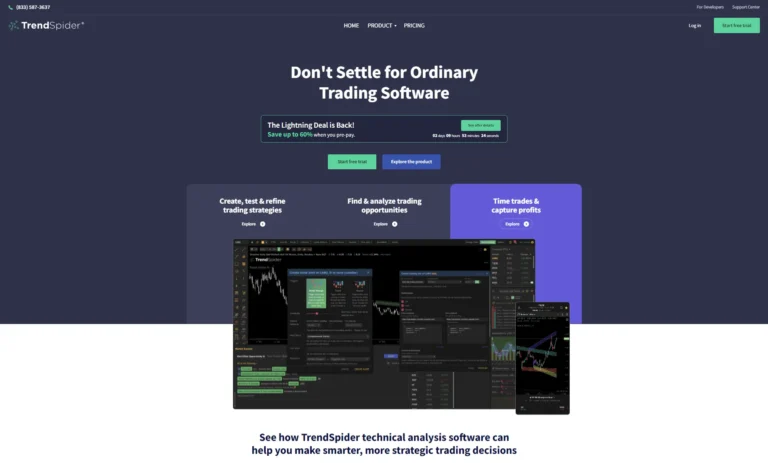 TrendSpider landing page explaining details of overall product