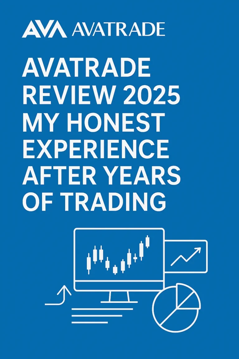 AvaTrade Review 2025 infographic - honest trading experience with charts and AvaTrade branding