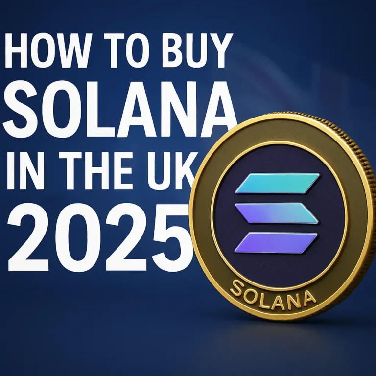 How to Buy Solana in the UK 2025 - Guide with Solana Coin and British Flag