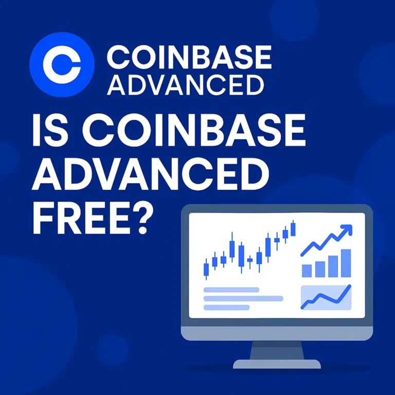Is Coinbase Advanced Free? 2025 Quick Guide with Charts and Coinbase Logo on Blue Background