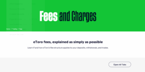 Lowest Spread Forex Brokers 21 eToro fee summary page outlining trading, withdrawal, and inactivity charges with simple explanation.