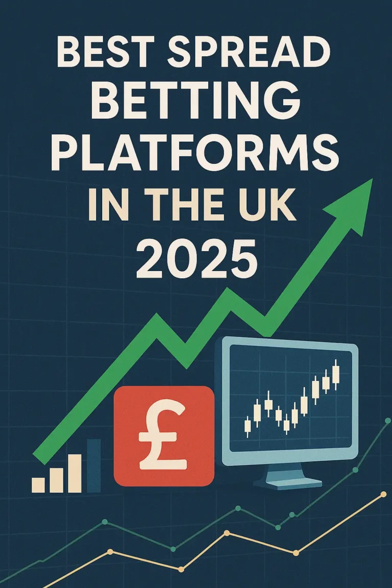 Best Spread Betting Platforms in the UK 2025 - financial chart with upward trend, pound symbol, and trading graphics