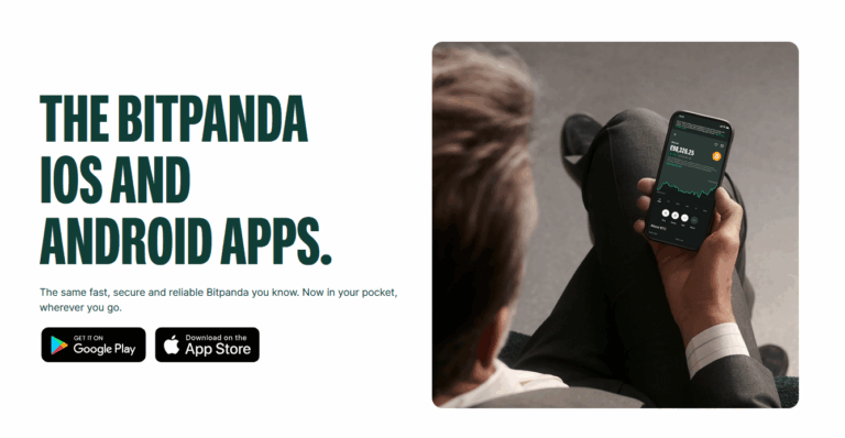 Bitpanda Mobile App promo for IOS and Android