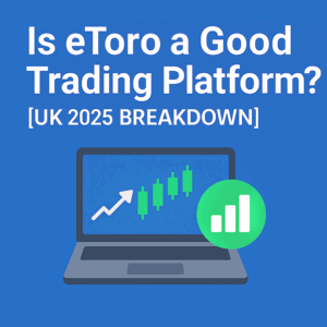 eToro Wallet Review 2025 promotional graphic featuring a bitcoin icon and digital wallet on blue background