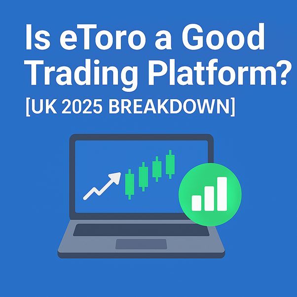 eToro Wallet Review 2025 promotional graphic featuring a bitcoin icon and digital wallet on blue background