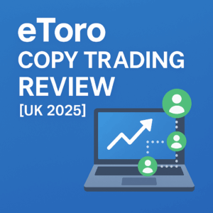eToro Copy Trading Review UK 2025 – Featured image showing social investing interface and rising portfolio chart.