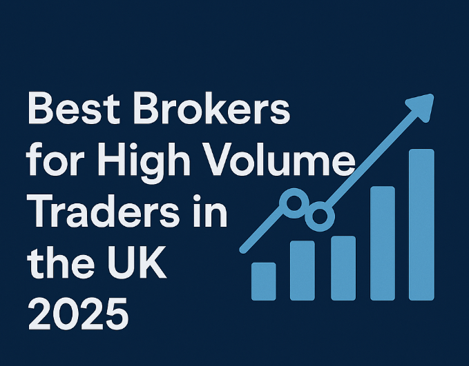 Featured image showing Best Brokers for High Volume Traders in the UK 2025 with growth chart graphic