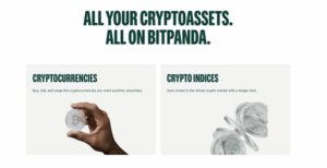 Screenshot of the Bitpanda platform highlighting crypto wallet and investment options for Solana users in the UK.