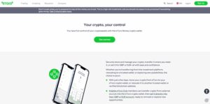 Screenshot of the eToro Money Wallet homepage highlighting secure crypto storage and Solana support for UK users.