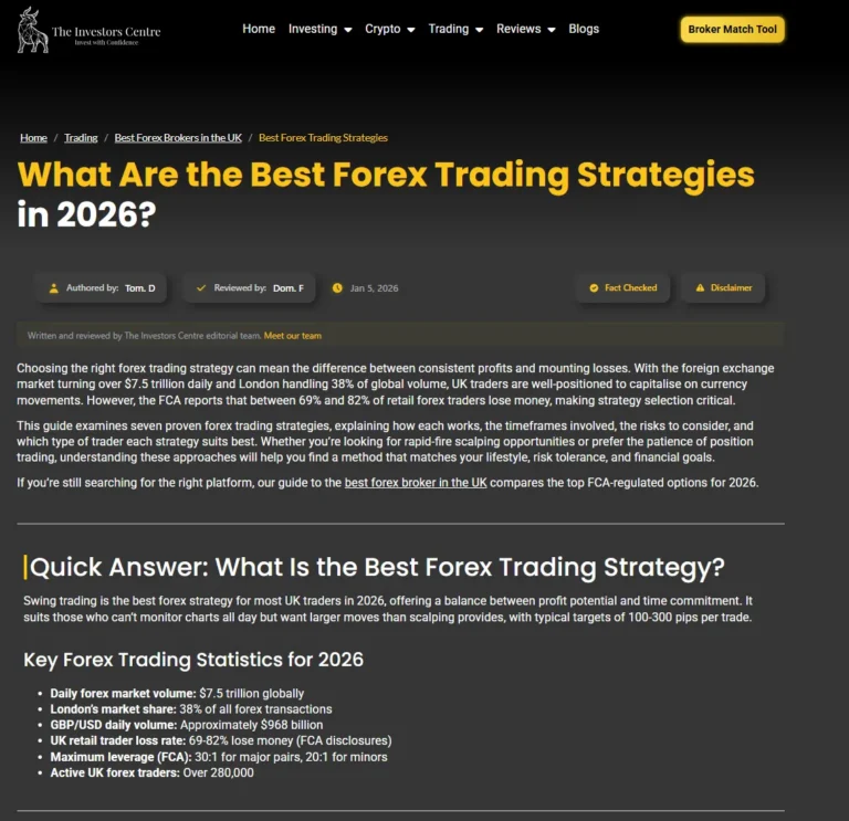 Best forex trading strategies in the UK, including swing trading, market statistics, and FCA-regulated risk considerations