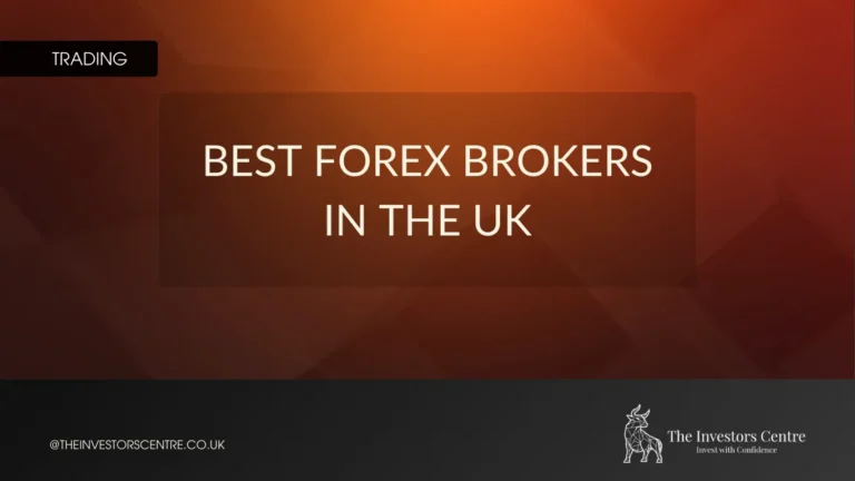 Banner image reading “Best Forex Brokers in the UK” on a warm orange textured background.