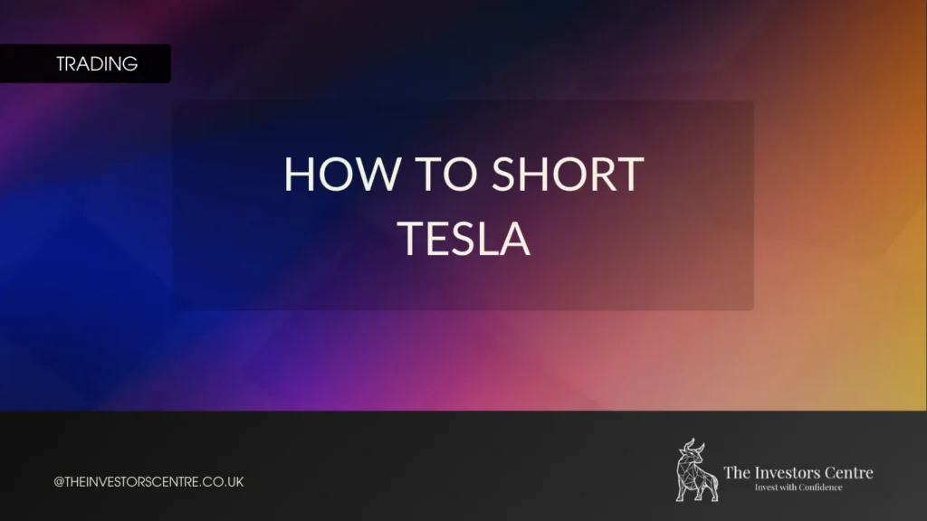 Banner image with the text “How to Short Tesla” on a dark blue and orange gradient background.