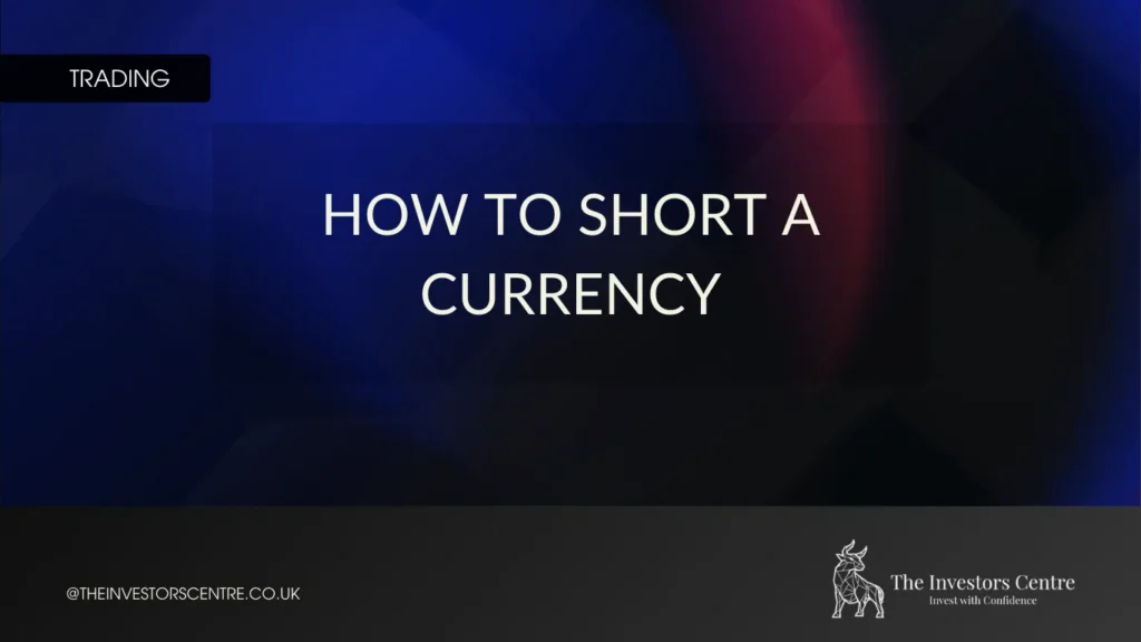 Banner reading “How to Short a Currency” on a dark gradient trading-themed background.
