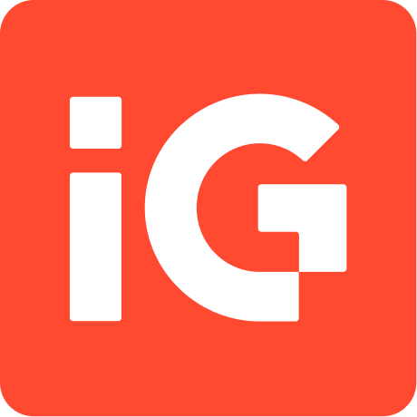 IG Logo featuring a red square with lowercase white "i" and uppercase "G" letters, creating a modern logo design. Bold, minimalistic, and visually striking.