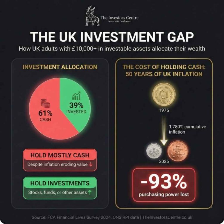 UK Investment Statistics 2026 infographic showing key data on investment participation, ISAs, and wealth distribution