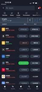 Screenshot showing me browsing the eToro crypto market watchlist with live prices and buy and sell buttons for multiple cryptocurrencies in January 27th 2026.