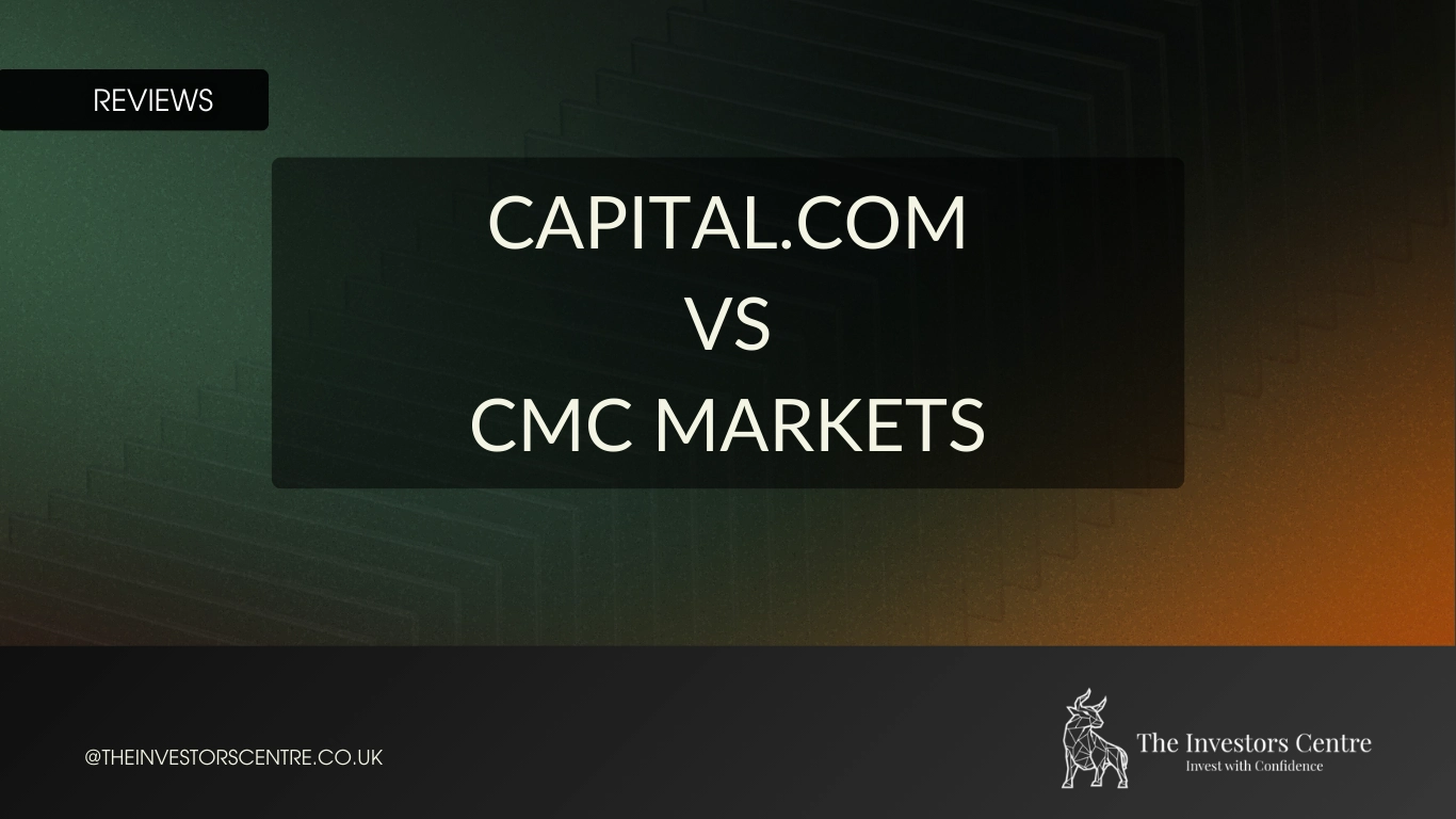 Featured banner image with the text Capital.com vs CMC Markets and The Investors Centre branding