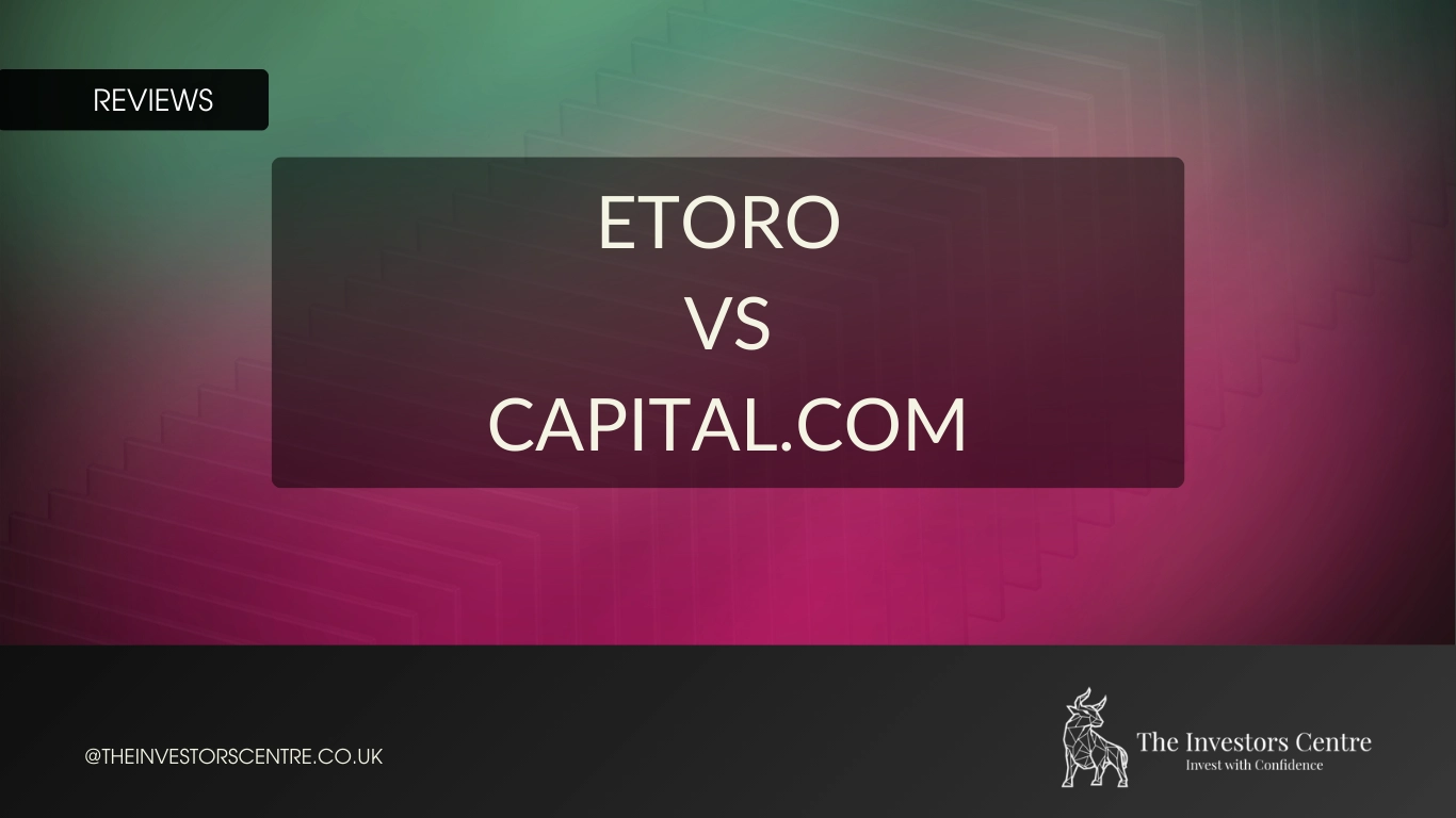 Featured banner image with the text eToro vs Capital.com and The Investors Centre branding