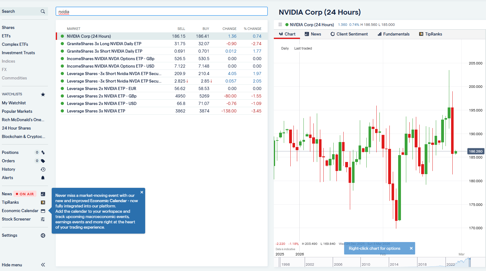 Screenshot of IG&rsquo;s share dealing platform showing how to buy NVIDIA (NVDA) shares from a UK account