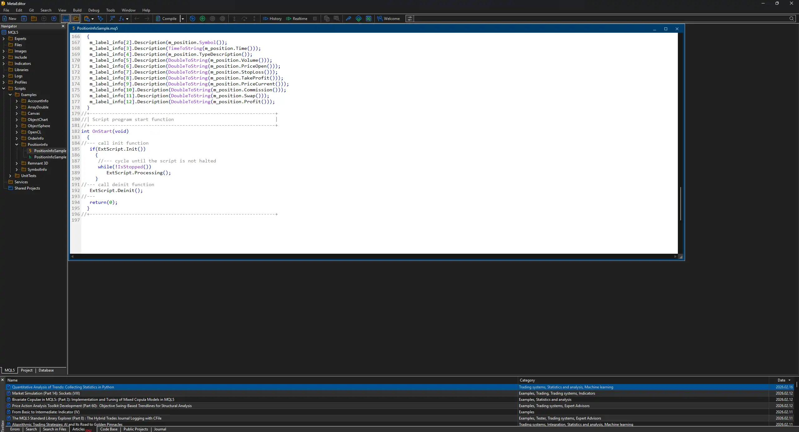 MetaEditor interface showing the structural programming differences between MQL4 and MQL5 code.