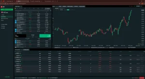 XTB xStation trading platform showing UK 100 index chart and market watch panel
