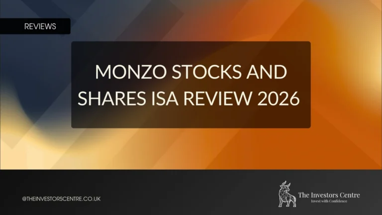 Featured image for The Investors Centre Monzo Stocks and Shares ISA Review 2026 article with branded orange and dark gradient background