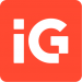 IG Logo featuring a red square with lowercase white "i" and uppercase "G" letters, creating a modern logo design. Bold, minimalistic, and visually striking.