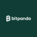 Bitpanda primary logo featuring platform name and logo on emeral green background
